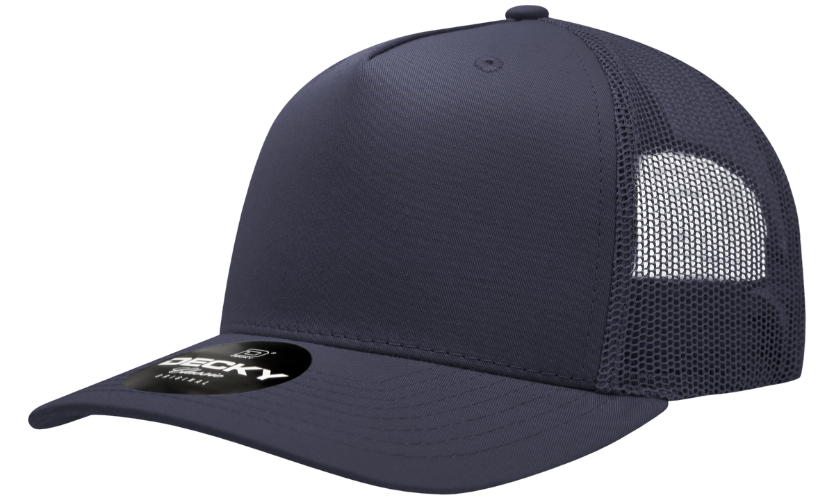 Decky 6030 5 Panel Mid Profile Structured Cotton Blend Trucker - Navy