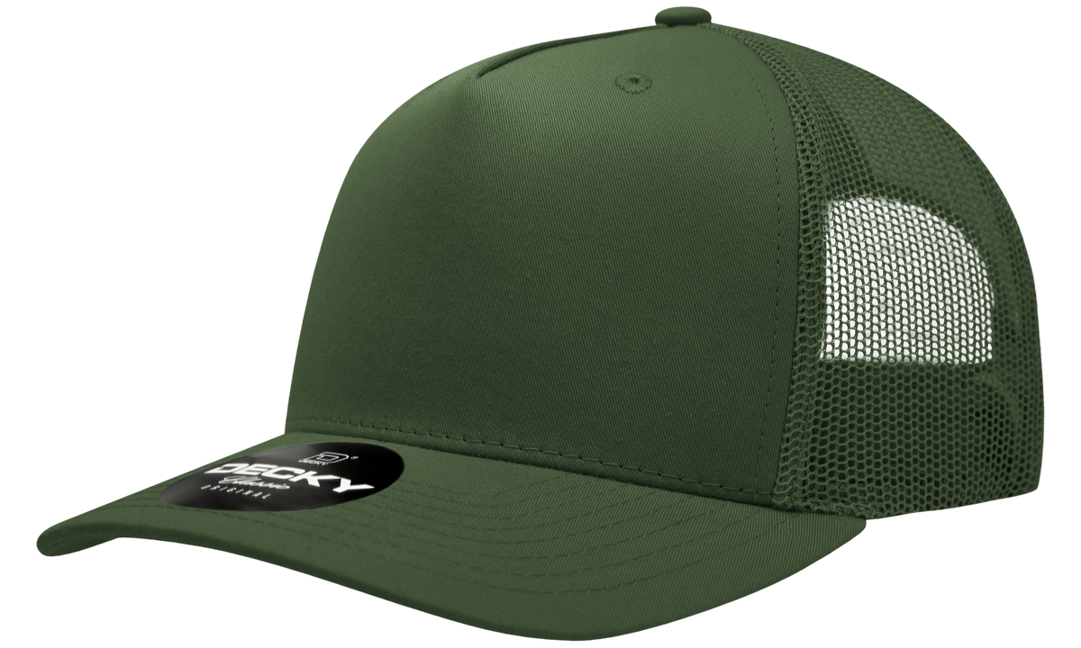 Decky 6030 5 Panel Mid Profile Structured Cotton Blend Trucker - Olive