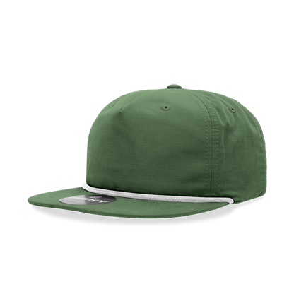 5 Panel High Profile Relaxed Cotton Blend Rope Hat