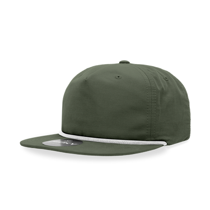 5 Panel High Profile Relaxed Cotton Blend Rope Hat