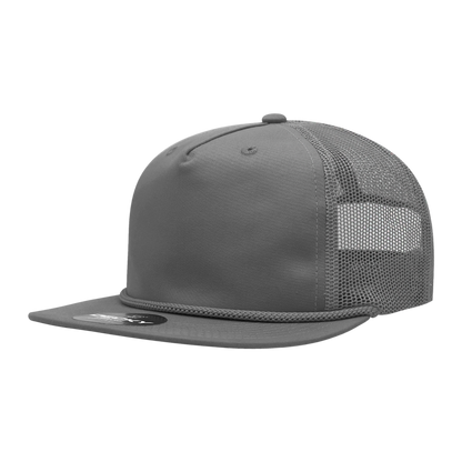 5 Panel High Profile Relaxed Cotton Blend Trucker w/Rope