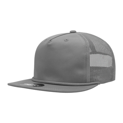 5 Panel High Profile Relaxed Cotton Blend Trucker w/Rope
