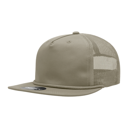 5 Panel High Profile Relaxed Cotton Blend Trucker w/Rope