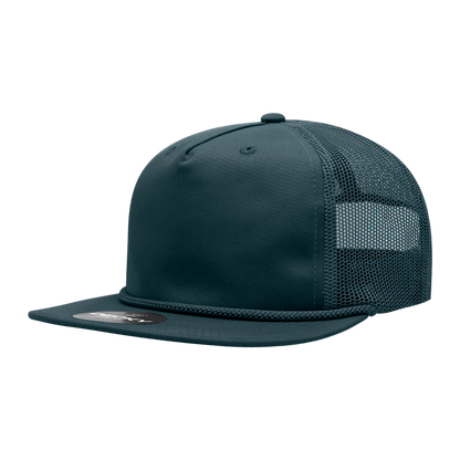 5 Panel High Profile Relaxed Cotton Blend Trucker w/Rope