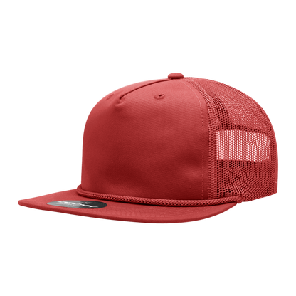 5 Panel High Profile Relaxed Cotton Blend Trucker w/Rope