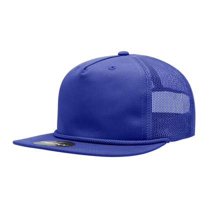 5 Panel High Profile Relaxed Cotton Blend Trucker w/Rope
