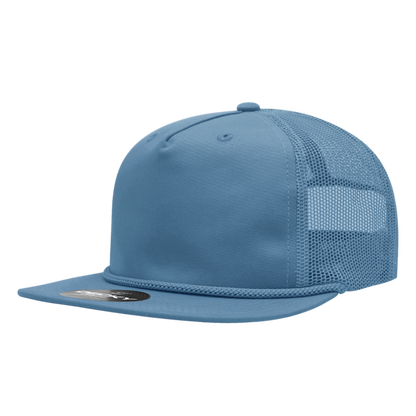 5 Panel High Profile Relaxed Cotton Blend Trucker w/Rope