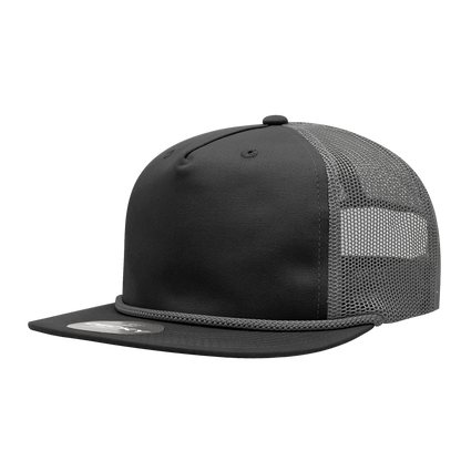 5 Panel High Profile Relaxed Cotton Blend Trucker w/Rope