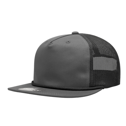 5 Panel High Profile Relaxed Cotton Blend Trucker w/Rope