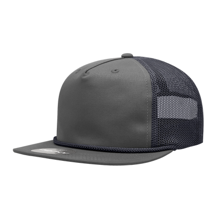 5 Panel High Profile Relaxed Cotton Blend Trucker w/Rope