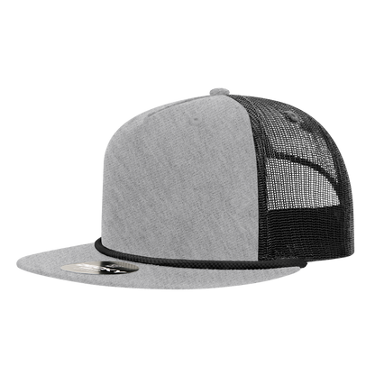 5 Panel High Profile Relaxed Cotton Blend Trucker w/Rope