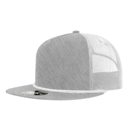 5 Panel High Profile Relaxed Cotton Blend Trucker w/Rope