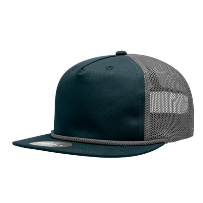 5 Panel High Profile Relaxed Cotton Blend Trucker w/Rope