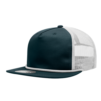 5 Panel High Profile Relaxed Cotton Blend Trucker w/Rope