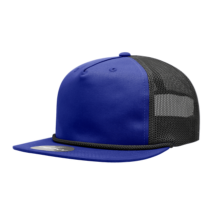 5 Panel High Profile Relaxed Cotton Blend Trucker w/Rope