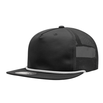 5 Panel High Profile Relaxed Cotton Blend Trucker w/Rope
