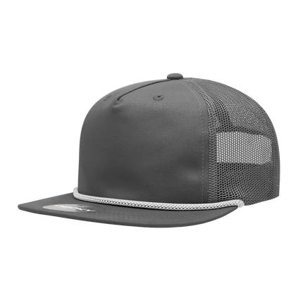 5 Panel High Profile Relaxed Cotton Blend Trucker w/Rope