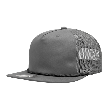 5 Panel High Profile Relaxed Cotton Blend Trucker w/Rope
