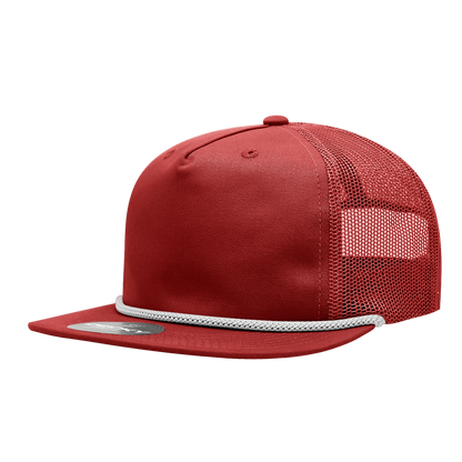 5 Panel High Profile Relaxed Cotton Blend Trucker w/Rope