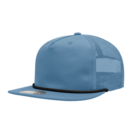 5 Panel High Profile Relaxed Cotton Blend Trucker w/Rope