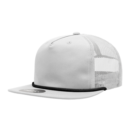 5 Panel High Profile Relaxed Cotton Blend Trucker w/Rope