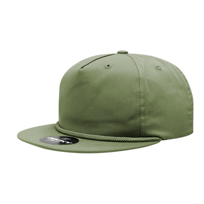 5 Panel High Profile Relaxed Cotton Blend Rope Hat
