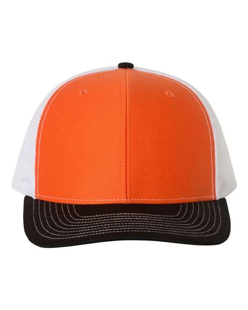 Richardson 112 Snapback Trucker Cap - Orange/ White/ Black
