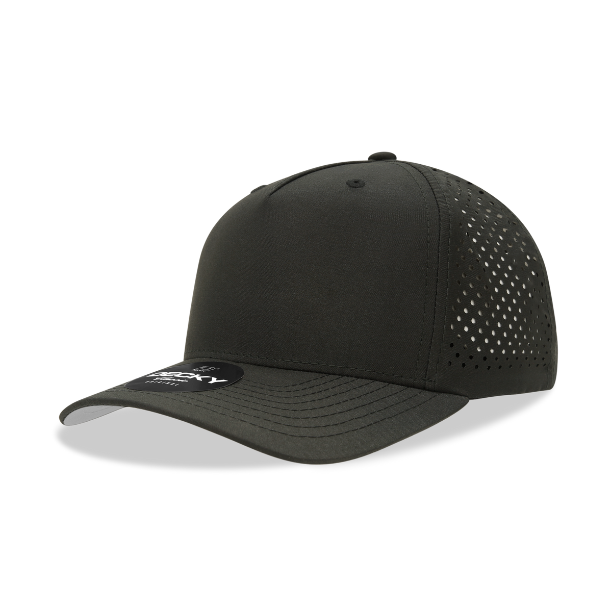 Decky 6225 5 Panel Mid Profile Structured Perforated Performance Cap - Black