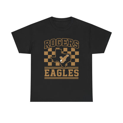Rogers Eagles Adult Tee — Vintage Checkerboard Texas Eagle School Shirt