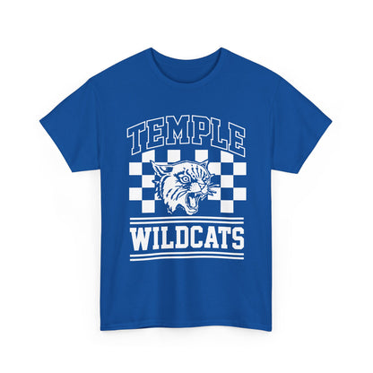 Temple Wildcats Adult T-Shirt — Retro Checkerboard Mascot Tee