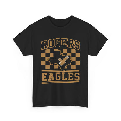 Rogers Eagles Adult Tee — Vintage Checkerboard Texas Eagle School Shirt