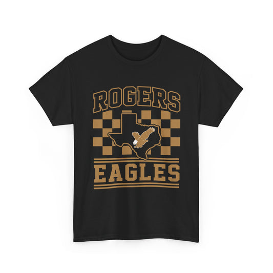 Rogers Eagles Adult Tee — Vintage Checkerboard Texas Eagle School Shirt