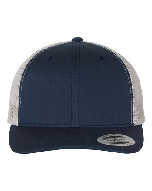 YP Classics Retro Trucker Cap - Navy/ Silver