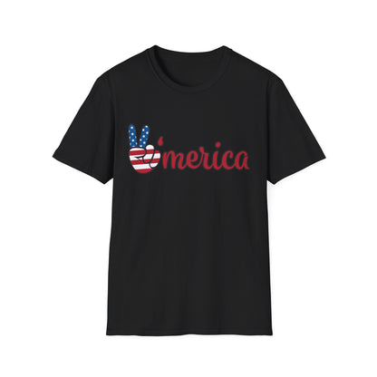 'Merica Peace Sign T-Shirt – Patriotic American Flag Graphic Tee