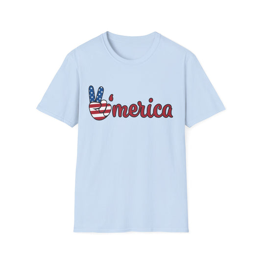 'Merica Peace Sign T-Shirt – Patriotic American Flag Graphic Tee
