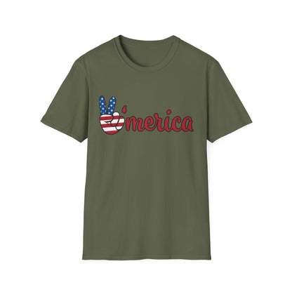 'Merica Peace Sign T-Shirt – Patriotic American Flag Graphic Tee