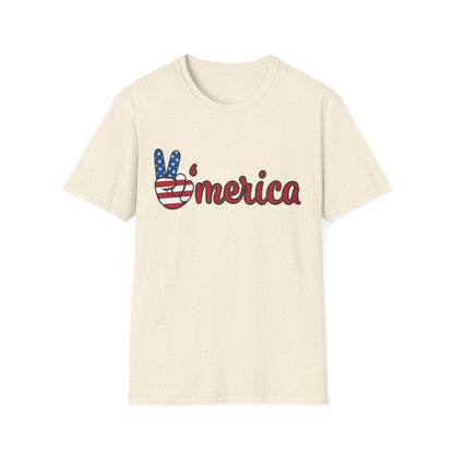 'Merica Peace Sign T-Shirt – Patriotic American Flag Graphic Tee