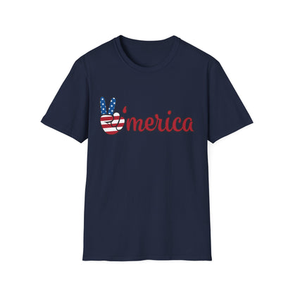 'Merica Peace Sign T-Shirt – Patriotic American Flag Graphic Tee