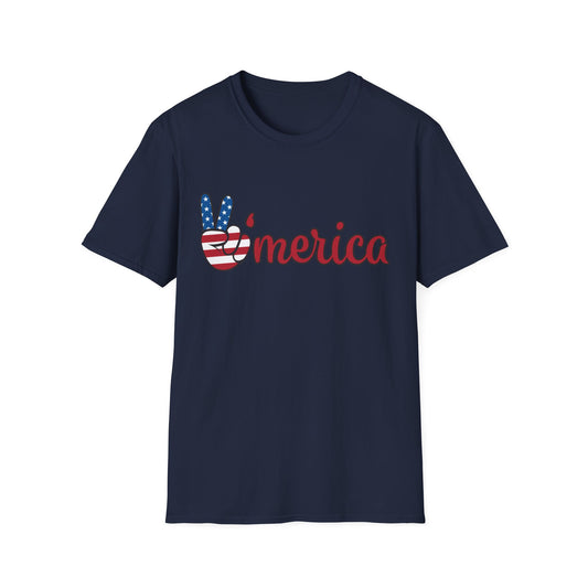 'Merica Peace Sign T-Shirt – Patriotic American Flag Graphic Tee