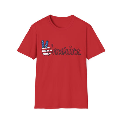 'Merica Peace Sign T-Shirt – Patriotic American Flag Graphic Tee