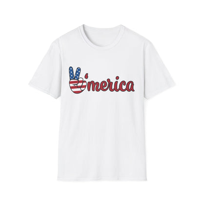 'Merica Peace Sign T-Shirt – Patriotic American Flag Graphic Tee