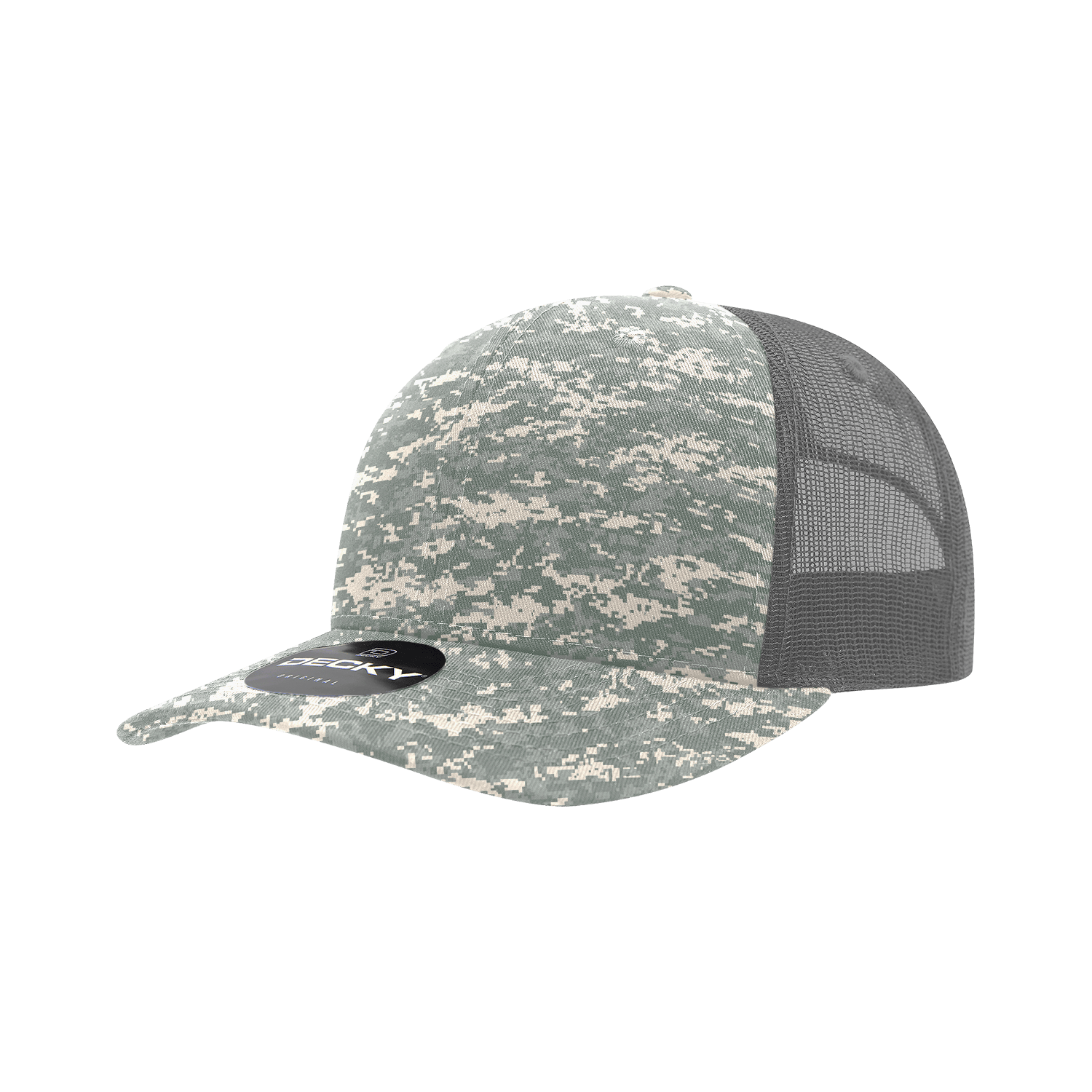 Decky ACU/ACU/Dk Grey (Rip-Stop) / Standard 6 Panel Mid Profile Structured Camo Trucker
