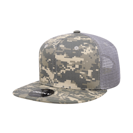 6 Panel High Profile Structured Camo Trucker