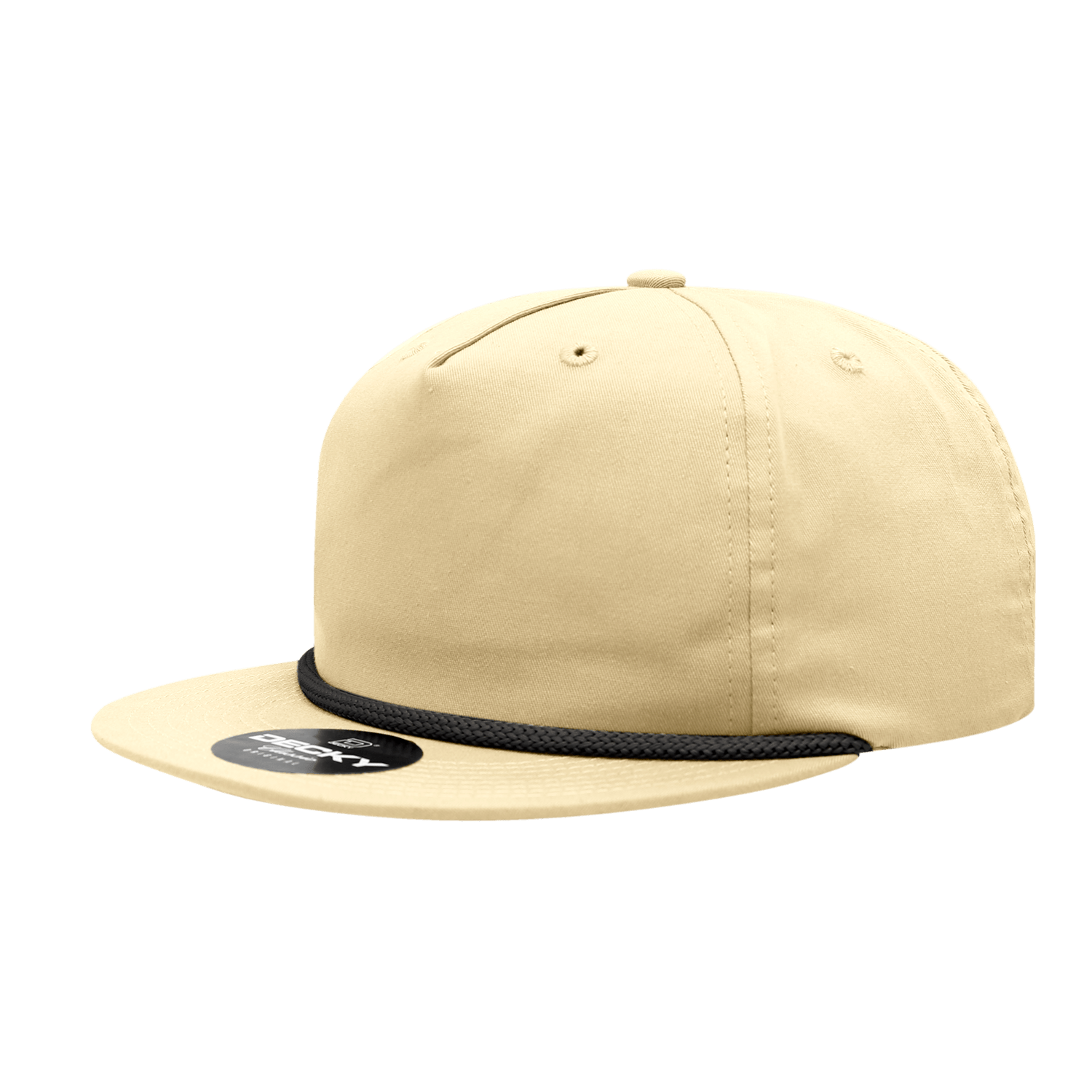 Decky Birch/Black / Standard 5 Panel High Profile Relaxed Cotton Blend Rope Hat