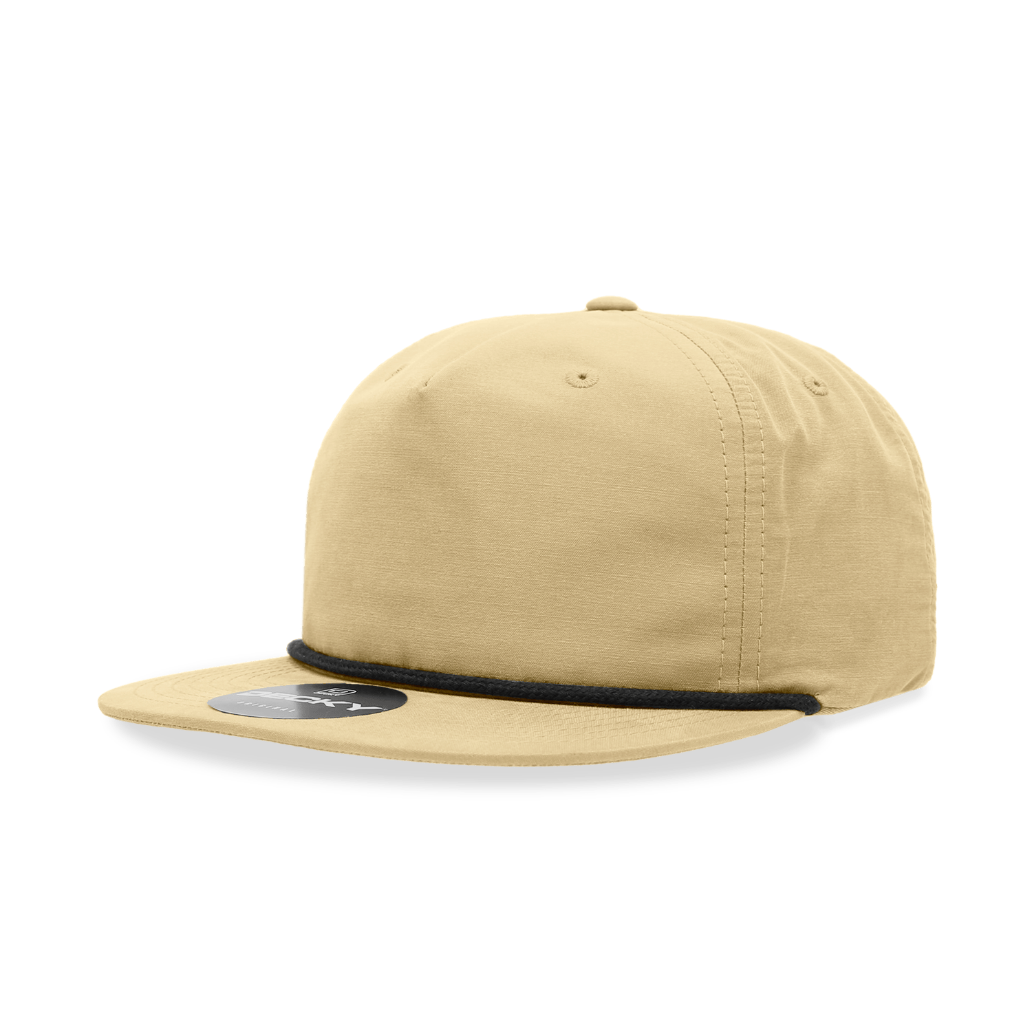 Decky Birch/Black / Standard 5 Panel High Profile Relaxed Cotton Blend Rope Hat