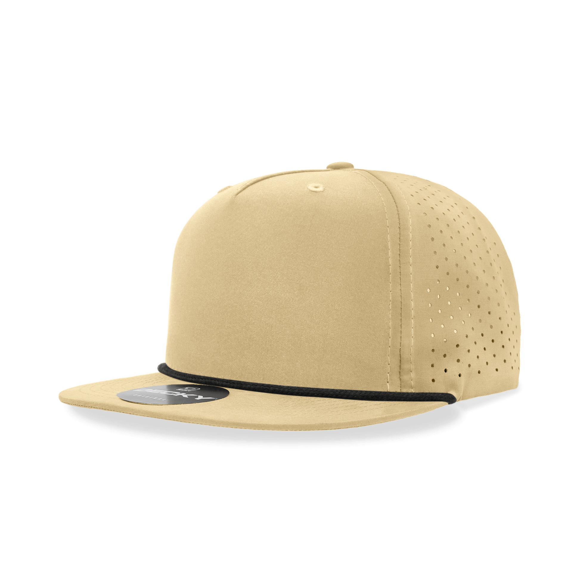 Decky Birch/Black / Standard 5 Panel High Profile Relaxed Perforated Performance Rope Hat