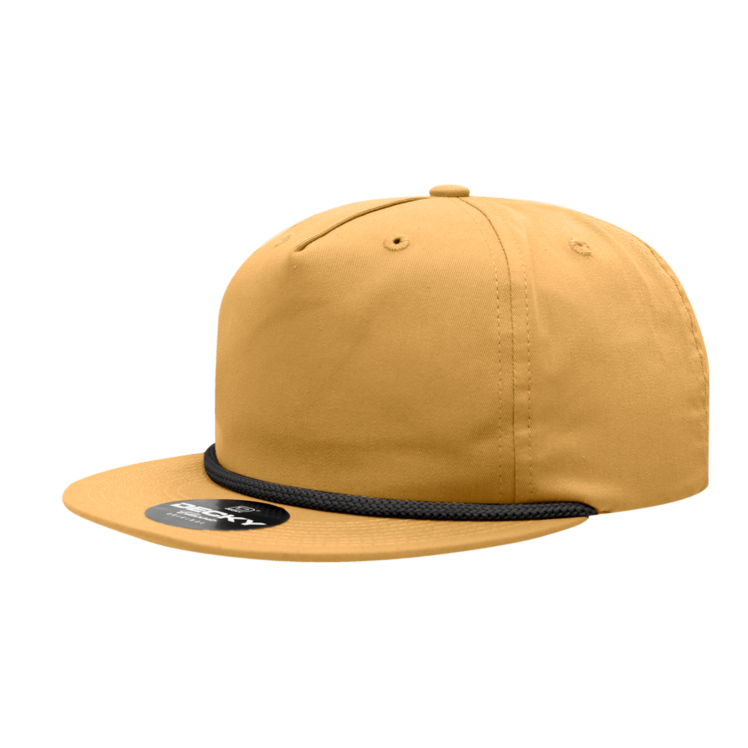 Decky Biscuit/Black / Standard 5 Panel High Profile Relaxed Cotton Blend Rope Hat