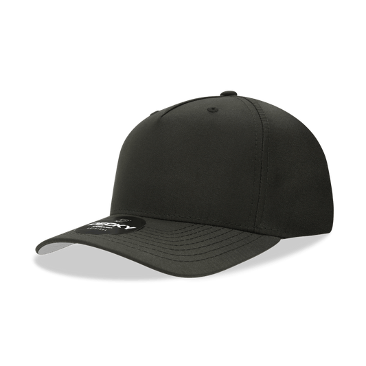 Decky Black / Black 5 Panel Mid Profile Structured Performance Cap