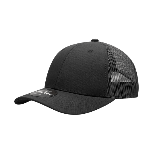 Decky Black/Black / OSFM 6 Panel Low Profile Structured Cotton Trucker