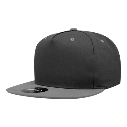 Decky Black/Charcoal / Standard 5 Panel High Profile Structured Cotton Blend Snapback